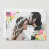 Pink Tulip Floral Wedding Foto Danke Karte (Rückseite)