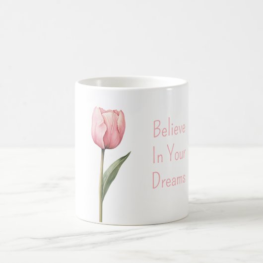 Pink Tulip Flower Glauben Kaffeetasse (Mittel)