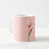 Pink Tulip Flower Ladybug Kaffeetasse (Vorderseite Links)