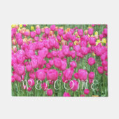Pink Tulip Garden Floral Willkommen Fußmatte (Vorderseite)