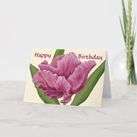 Pink Tulip Geburtskarte Karte (Vorderseite)