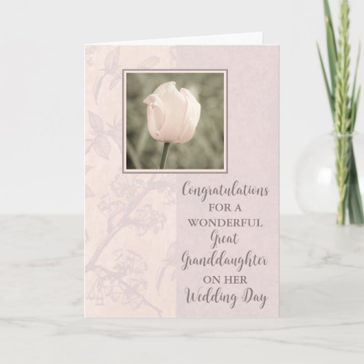 Pink Tulip Great Grandtochter Hochzeit Karte (Vorderseite)