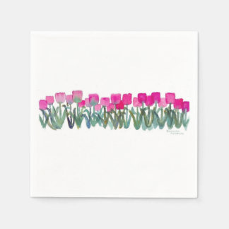 Pink Tulip Grove Cocktail Napkin Serviette