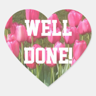 Pink Tulip Gut Fertig Herz formte Sticker