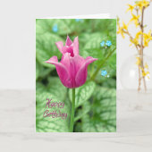 Pink Tulip Happy Birthday Karte (Gelbe Blume)