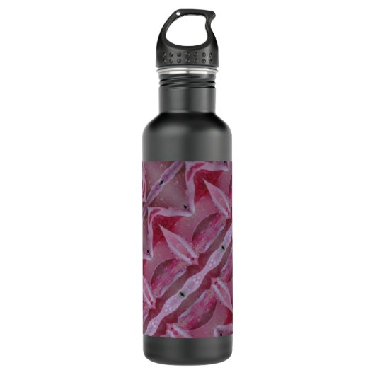 Pink Tulip Ikat wie auch angelogen Edelstahlflasche (Vorderseite)