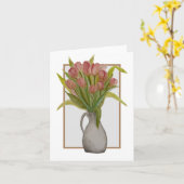 Pink Tulip in einer Vase Grußkarte Karte (Gelbe Blume)