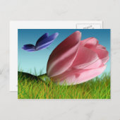 Pink Tulip Lila Butterfly Spring Post Card Postkarte (Vorne/Hinten)