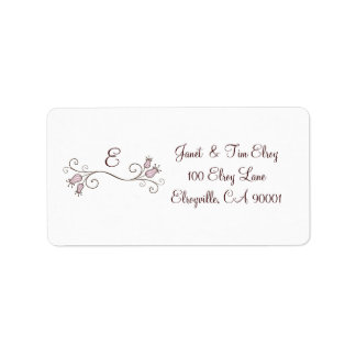 Pink Tulip Monogram Custom Labels Adressaufkleber