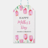Pink Tulip Mutter Tagesdesign mit Kindernamen Geschenkanhänger (Rückseite)