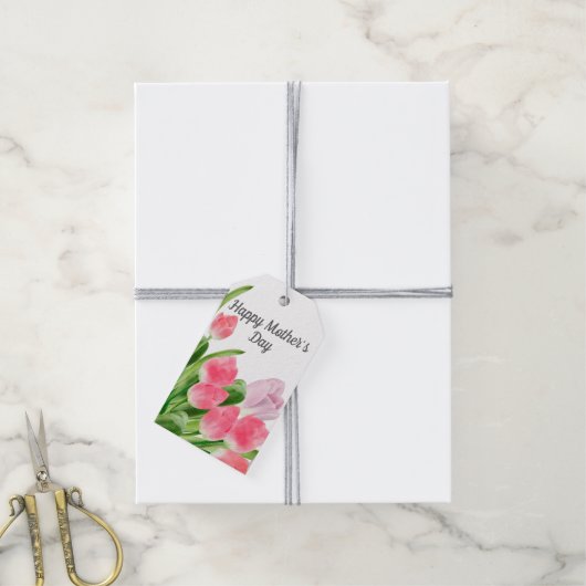 Pink Tulip Muttertag Geschenkanhänger (Mit Garn)