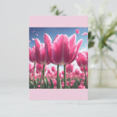 Pink Tulip Note Card Dankeskarte (Stehend Vorderseite)