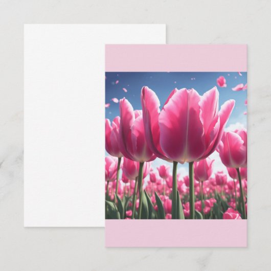 Pink Tulip Note Card Dankeskarte (Vorne/Hinten)
