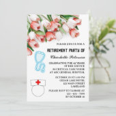 Pink Tulip Nurse Retirement Party Einladung (Stehend Vorderseite)