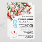 Pink Tulip Nurse Retirement Party Einladung (Vorne/Hinten)