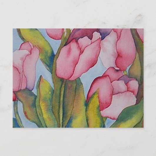 Pink Tulip Postcard Postkarte (Vorderseite)