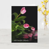 Pink-Tulip-Reflektion im Wasser-Beileid Karte (Gelbe Blume)