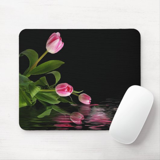 Pink Tulip Reflektion im Wasser Mousepad (Mit Mouse)