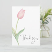Pink Tulip Solo Brautparty Dankeskarte (Stehend Vorderseite)