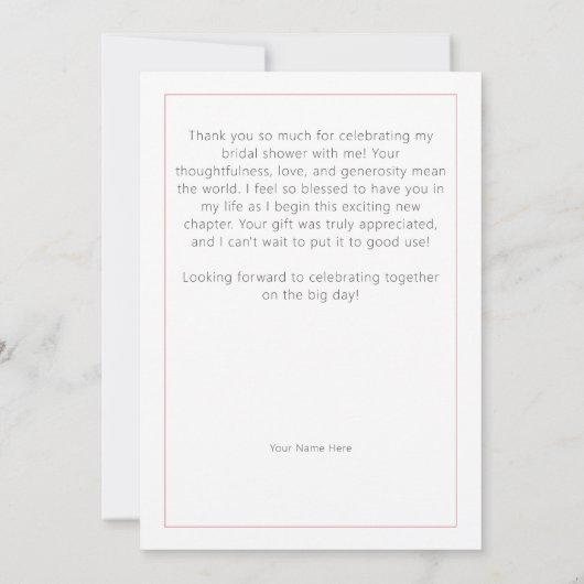 Pink Tulip Solo Brautparty Dankeskarte (Rückseite)