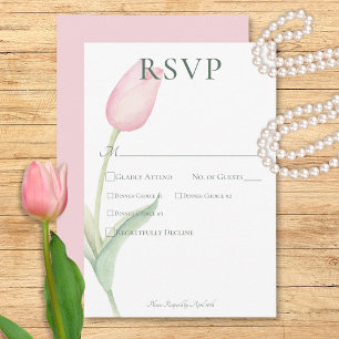 Pink Tulip Solo Hochzeitsessen RSVP Karte