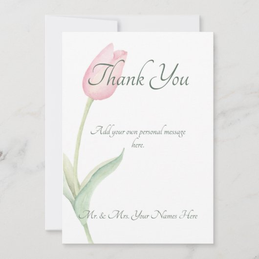 Pink Tulip Solo Wedding Dankeskarte (Vorderseite)