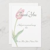 Pink Tulip Solo Wedding Dankeskarte (Vorne/Hinten)