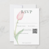 Pink Tulip Solo Wedding QR Code RSVP Karte (Vorderseite)