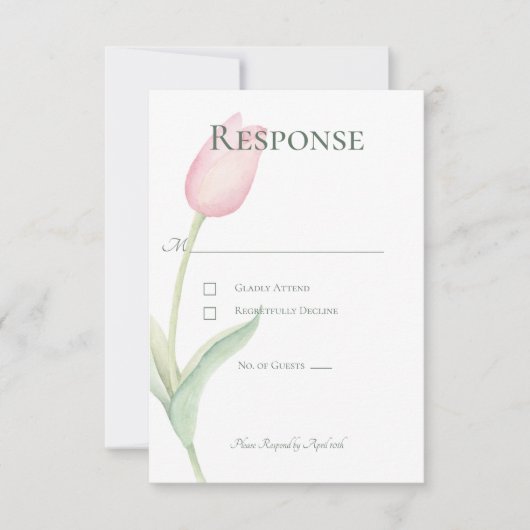 Pink Tulip Solo Wedding RSVP Karte (Vorderseite)