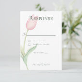 Pink Tulip Solo Wedding RSVP Karte (Stehend Vorderseite)