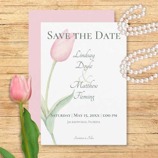 Pink Tulip Solo Wedding Save The Date
