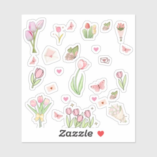 Pink Tulip Stickers Aufkleber (Blatt)