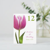 Pink Tulip Tischnummer Card (Stehend Vorderseite)