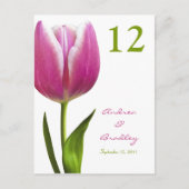 Pink Tulip Tischnummer Card (Vorderseite)