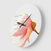Pink Tulip Tree Flower Happiness Quote Große Wanduhr (Winkel)