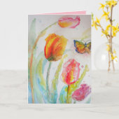 Pink Tulip Tulips Blume Wasserfarben Karte (Gelbe Blume)