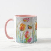 Pink Tulip Tulips Wasserfarbene Tasse (Links)