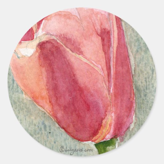 Pink Tulip Umschlag Aufkleber - Hochzeitsticker (Vorderseite)