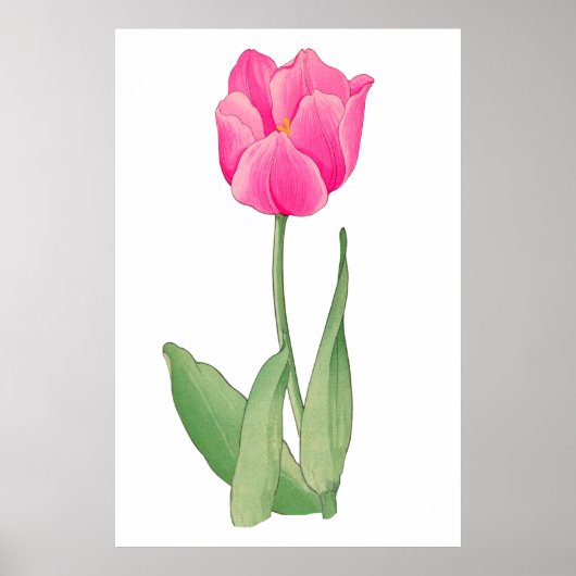 Pink tulip, Vintage japanische Kunst Poster (Vorne)
