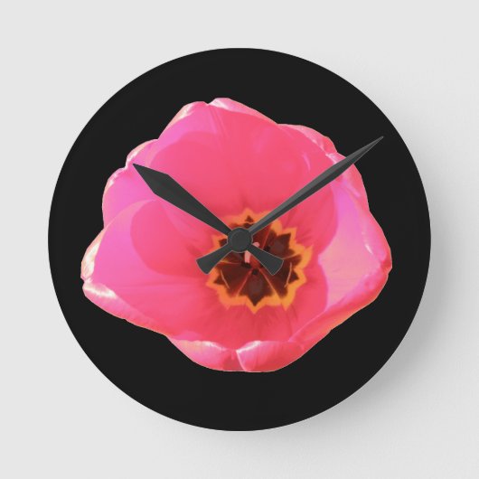 Pink Tulip Wall Clock Runde Wanduhr (Vorderseite)