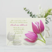 Pink Tulip Wedding Bridal Dusche Einladung (Stehend Vorderseite)