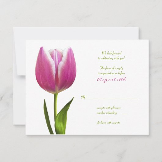 Pink Tulip Wedding Reply Card RSVP Karte (Vorderseite)