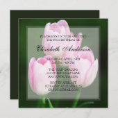 Pink Tulips 80. Geburtstagsparty Einladung (Vorne/Hinten)