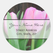 Pink Tulips Adressenaufkleber Runder Aufkleber (Vorderseite)