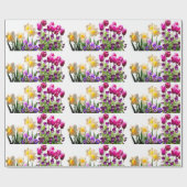 Pink Tulips and Daffodien Wrapping Paper Geschenkpapier (Flach)