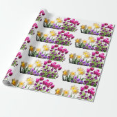 Pink Tulips and Daffodien Wrapping Paper Geschenkpapier (Ungerollt)