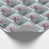 Pink Tulips and Silver Blätter Bouquet Geschenkpapier (Ecke)