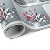 Pink Tulips and Silver Blätter Bouquet Geschenkpapier (Rolleneckpunkt)