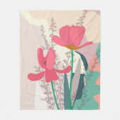 Pink Tulips Artistic Modern Color Blocks Fleecedecke (Vorderseite)