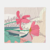 Pink Tulips Artistic Modern Color Blocks Fleecedecke (Vorderseite (Horizontal))